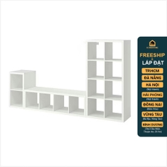 FELIX, COMBO Kệ TV kết hợp kệ sách, trưng bày đa năng SHE_046, 258x38x144cm