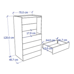 LEMA, Tủ lưu trữ đồ 7 ngăn kéo hiện đại DRA_073, 70x50x129cm