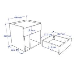 LEMA, Táp đầu giường 1 ngăn kéo hiện đại DRA_071, 43x41x45cm