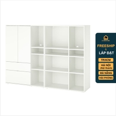 SOSIA, COMBO Kệ lưu trữ đồ dùng kèm tủ hộc kéo STO_079, 200x37x140cm