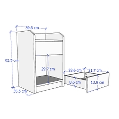 BAHIA, Táp đầu giường 1 ngăn kéo DRA_064, 40x36x63cm