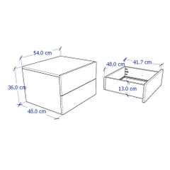 NOVA, Táp đầu giường 2 ngăn kéo cở lớn DRA_080, 54x48x36cm