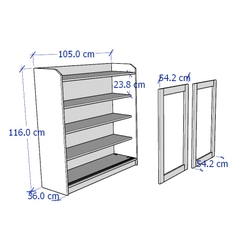 BAHIA, Tủ trưng bày đồ dùng cửa kính CAB_002, 105x36x116cm