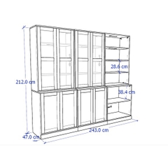 BODO, COMBO 3 Kệ trưng bày cửa kính STO_085, 243x47x212cm