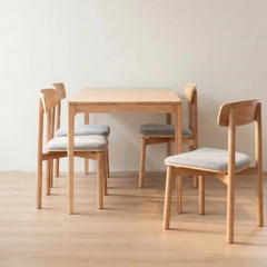 MONO, Bàn ăn 4 ghế gỗ tự nhiên DIN_002, 1300x750x760, Bàn ăn gỗ Scandi Home