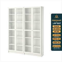 JELLY, COMBO bộ 2 kệ sách 6 tầng cửa kính SHE_059, 160x30x202cm