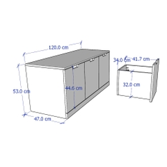 BANALDO, Tủ lưu trữ 3 ngăn kéo lớn STO_010, 120x47x53cm