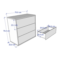 NIKOS, Tủ lưu trữ 3 tầng CBN_007, 70x35x70cm