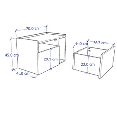 LEMA, Táp đầu giường 1 ngăn kéo DRA_072, 70x41x45cm