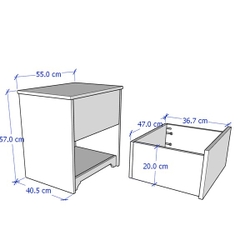FUSION, Táp đầu giường 1 ngăn kéo DRA_133, 55x41x57cm