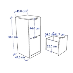 BANALDO, Tủ lưu trữ dùng 2 ngăn kéo DRA_078, 40x47x98cm