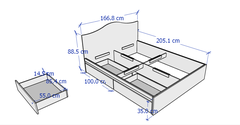 WILLI, Giường ngủ 2 hộc tủ kéo BED_134, 205x100cm