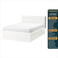 KALUA, Giường ngủ tân cổ điển 4 hộc tủ kèm kệ đầu giường BED_037, 232x111cm