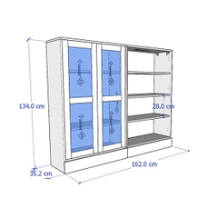 [ TP.HCM ] BODO, COMBO Bộ đôi kệ trưng bày đồ dùng cửa kính SHE_074, 162x35x134cm, sản xuất bởi Scandi Home