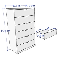 BANALDO, Tủ lưu trữ 6 tầng DRA_014, 80x47x143cm