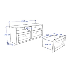 KALUA, Kệ TV 2 hộc kéo TVD_002, 120x41x53cm