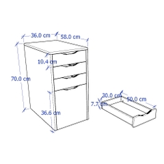 DAISY, Tủ hồ sơ 4 ngăn kéo DRA_007, 36x58x70cm