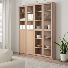 JELLY, Kệ sách 6 tầng 2 gian cửa kính cổ điển SHE_068, 160x30x202cm