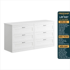 SENGE, Tủ lưu trữ đồ dùng tân cổ điển 3 tầng 6 ngăn DRA_100, 162x50x81cm