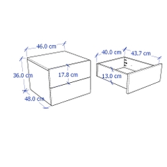 NOVA, Táp đầu giường 2 ngăn kéo cở nhỏ DRA_031, 46x48x36cm