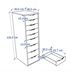 DAISY, Tủ đựng đổ 9 ngăn kéo DRA_006, 36x48x116cm