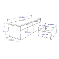 ATLANTA, Kệ TV 4 ngăn tủ đa năng STO_025, 120x42x39cm