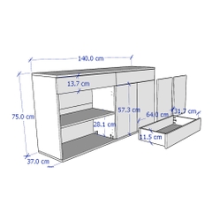 SOSIA, Kệ tủ lưu trữ 2 gian tích hợp STO_037, 140x37x75cm