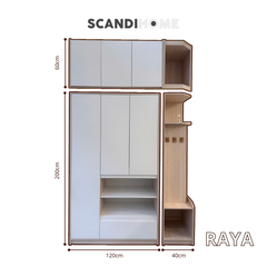 RAYA, Tủ quần áo đa năng 3 phần WAR_500, 160x60x260cm (Ngang x Sâu x Cao), Scandi Home