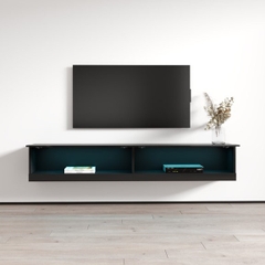 MALE, Kệ TV đa năng treo tường kèm đèn led TVD_008, 180x40x30cm