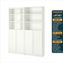 JELLY, Kệ sách 6 tầng 2 gian cửa cổ điển kèm kính SHE_057, 160x30x202cm