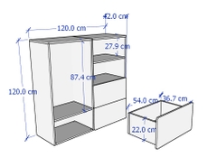 ZANOTTA, Tủ lưu trữ kết hợp tủ treo quần áo cho trẻ em STO_031, 120x42x120cm