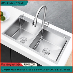 KP – CR02 – 8245C – Chậu Rửa Bát 2 Hố SUS304 Cao Cấp, Thiết Kế Hiện Đại