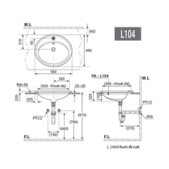 Chậu Lavabo Bán Âm - L104