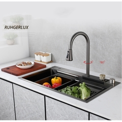 Chậu Rửa Bát Chống Xước Kèm Vòi Rửa Thác RG7546SU DEKOR Loại 1