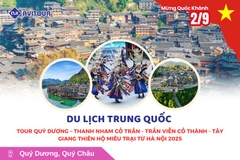 Du lịch Trung Quốc lễ 2/9: Tour Quý Dương - Thanh Nham cổ trấn - Trấn Viễn cổ thành - Tây Giang Thiên Hộ Miêu trại từ Hà Nội 2025