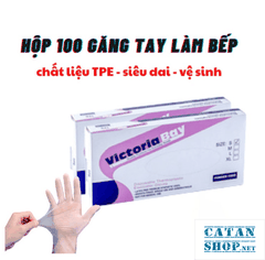 Hộp 100 găng tay Victoria Bay chất liệu TPE chính hãng siêu dai găng tay cao su rửa bát làm bếp vệ sinh GD569-GangCS