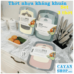 Set 3 thớt nhựa kháng khuẩn cao cấp chống bám mùi an toàn cho sức khỏe GD558-3ThotHQ