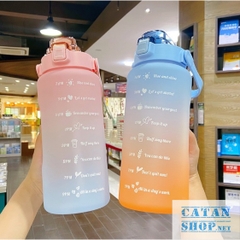 <HCM> Bình đựng nước thể thao 2L cute có chia vạch nhắc nhở uống nước ( tặng kèm sticker ngẫu nhiên)