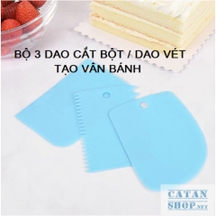 Bộ 3 dụng cụ cắt bột tạo vân bánh đẹp mắt  Dụng cụ làm bánh chà láng vét bột GD532-3DaoLB