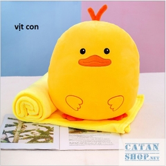 Gối mền tròn cute 3 trong 1 chất nỉ nhung cực mịn, hàng loại 1, gấu bông kèm mền, bộ chăn gối văn phòng GM80-Tron