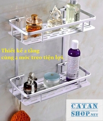 Kệ nhà tắm 2 tầng hợp kim nhôm tiết kiệm không gian, kệ đựng vật dụng gia đình chắc chắn GD275-KNT-Nhom