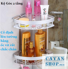 Kệ nhà tắm 2 tầng hợp kim nhôm tiết kiệm không gian, kệ đựng vật dụng gia đình chắc chắn GD275-KNT-Nhom