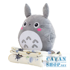 Gối mền TOTORO HOA 3 trong 1 hàng loại 1, nỉ nhung cực mịn, bộ chăn gối văn phòngngủ trưa du lịch