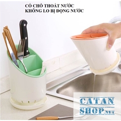Ống đựng đũa, muỗng, dao, kéo hình trứng 2 lớp có đế hứng nước,lọ đựng đũa để bàn,đồ gia dụng nhà bếp GD429-Ongdua-Trung
