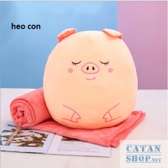 Gối mền tròn cute 3 trong 1 chất nỉ nhung cực mịn, hàng loại 1, gấu bông kèm mền, bộ chăn gối văn phòng GM80-Tron