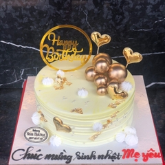 Bánh kem HPBD trang trí bi gold tinh tế, trang trọng [MS: 0115]