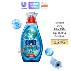Nước Giặt OMO Siêu Tốc Dành Cho Chu Trình Giặt Nhanh Lưu Hương Tươi Mới (Xanh) - Chai 1.2KG