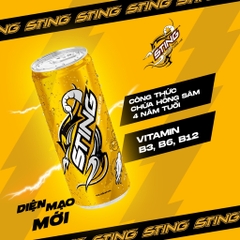 PEP Nước Tăng Lực Sting Vàng - Thùng 24 Lon x 320ML