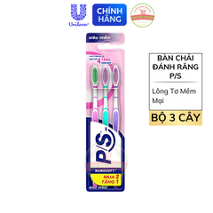 Bộ 3 Bàn Chải Đánh Răng PS NanoSoft Lông Tơ Mềm Mại
