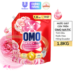 Nước Giặt OMO Matic Cửa Trên Comfort Tinh Dầu Thơm Hoa Hồng Ecuador - Túi 1.8KG